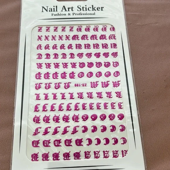 3/$10 NEW nail stickers art letters hot pink purple - Picture 2 of 3